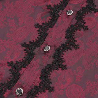 Red Satin Ruffle Shirt