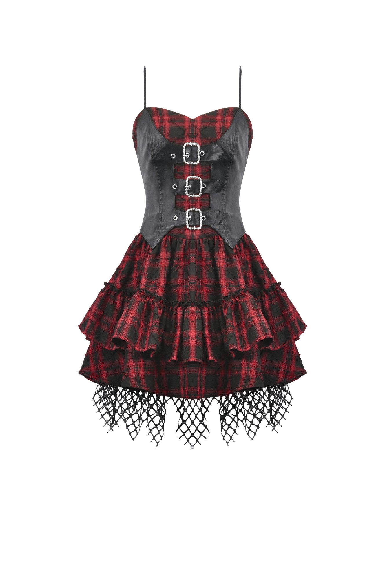 Punk Red Tartan Corset Mini Dress - Dark in Love DW1156 XS Punk Red Tartan Corset Mini Dress - Dark in Love DW1156 XS
