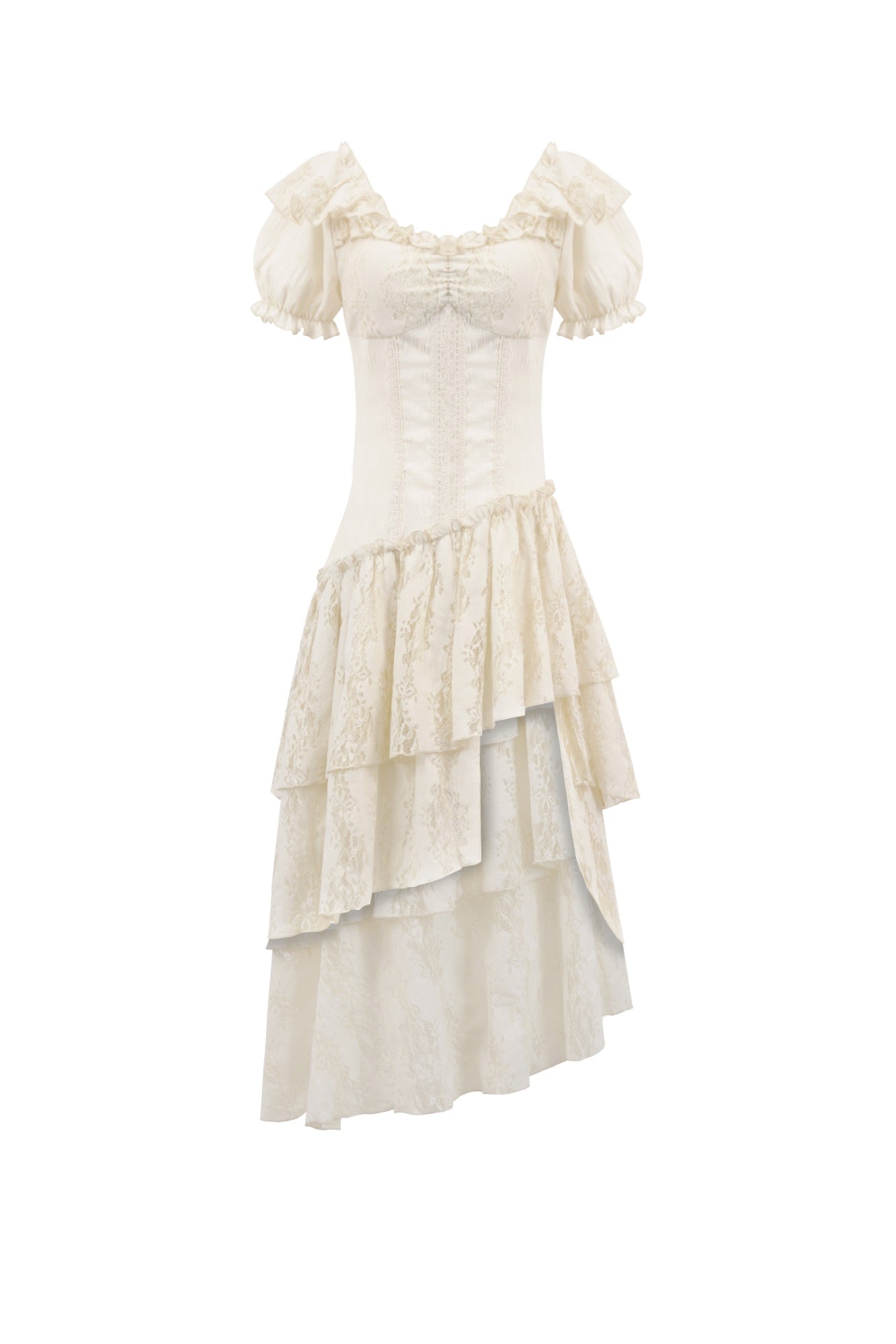 white steampunk dress Steampunk Layered Ruffle Asymmetrical Dress