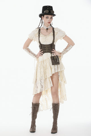Steampunk Layered Ruffle Asymmetrical Dress