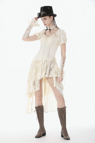 Steampunk Layered Ruffle Asymmetrical Dress