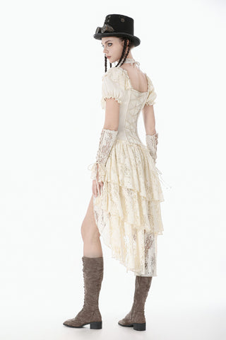 Steampunk Layered Ruffle Asymmetrical Dress
