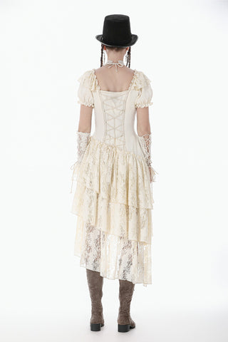 Steampunk Layered Ruffle Asymmetrical Dress