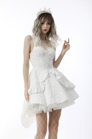 Ghost Bride – Gothic Wedding High-Low White Mini Dress