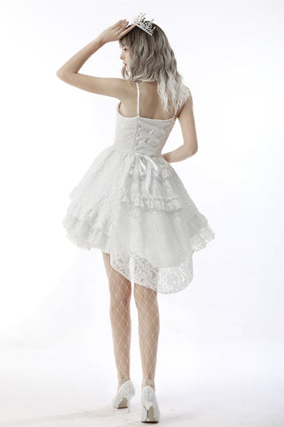 Ghost Bride – Gothic Wedding High-Low White Mini Dress