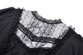 Gothic Lace Puff Sleeve Mini Dress
