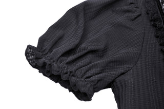 Gothic Lace Puff Sleeve Mini Dress