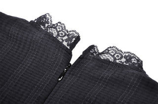 Gothic Lace Puff Sleeve Mini Dress