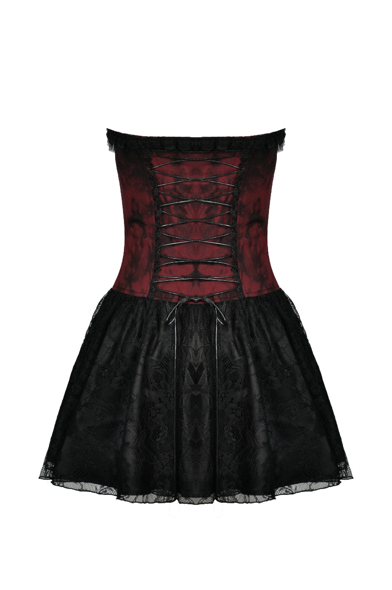 Gothic dead wine lace-up zip dress DW683 XXL Gothic dead wine lace-up zip dress DW683 XXL