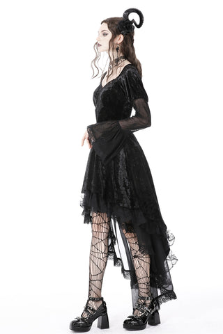 Lilith - Spiderweb Pattern High-Low Dress