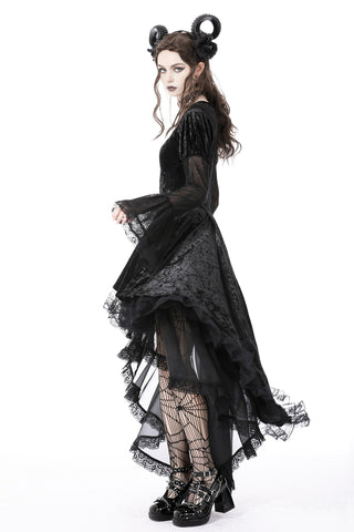 Lilith - Spiderweb Pattern High-Low Dress
