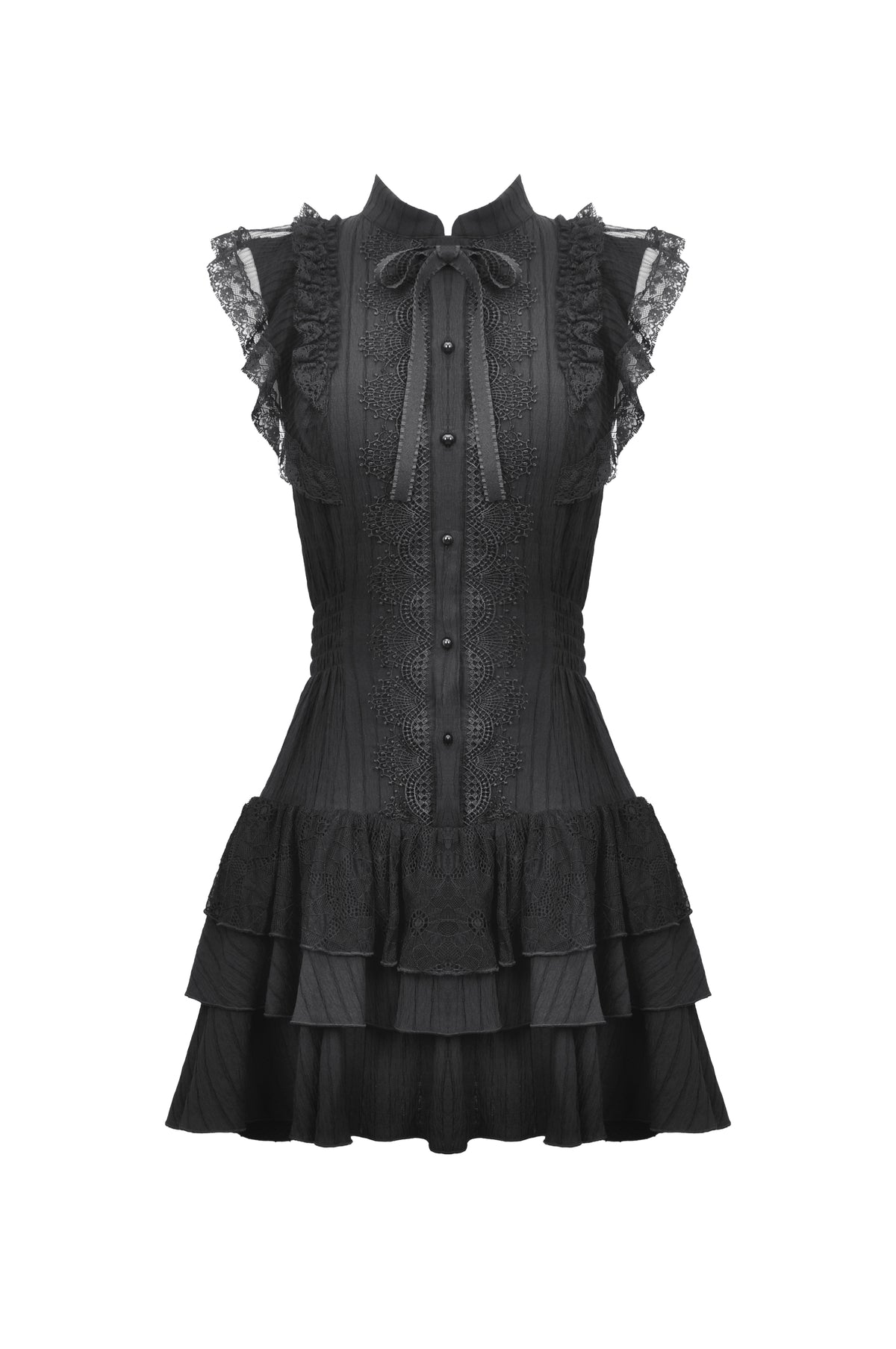 Victorian Ruffle Sleeveless Mini Dress