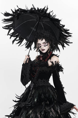 Shadow Crown – Black Feather Gothic Parasol