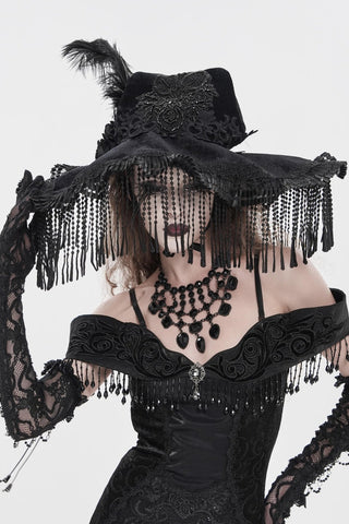 Nightshade Black Beaded Witch Hat