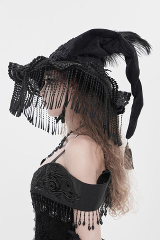 Nightshade Black Beaded Witch Hat