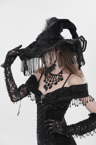 Nightshade Black Beaded Witch Hat
