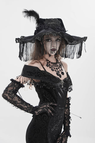 Nightshade Black Beaded Witch Hat