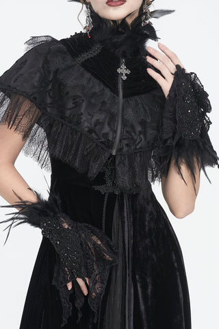 Nyx - Feather Lace Gothic Wrist Cuffs