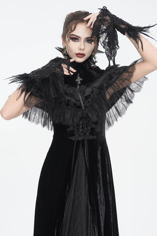 Nyx - Feather Lace Gothic Wrist Cuffs