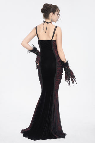 Velvet Gothic Mermaid Maxi Dress