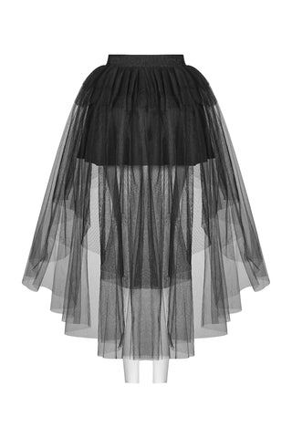 Black Tulle High-Low Ruffle Skirt