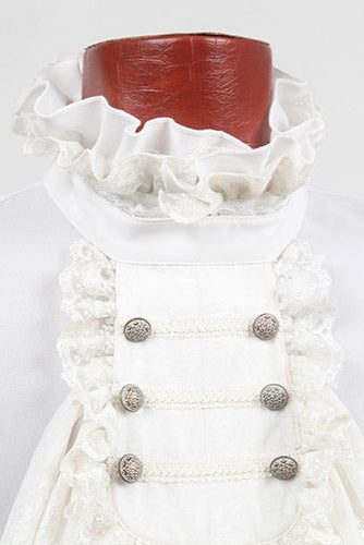 Gothic Aristocrats High Collar White Shirt Mens Victorian Ruffle Tie - Punk Rave Y-522 M Gothic Aristocrats High Collar White Shirt Mens Victorian Ruffle Tie - Punk Rave Y-522 M