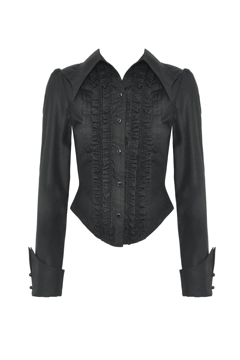 Lady Anabel Black Ruffled Blouse