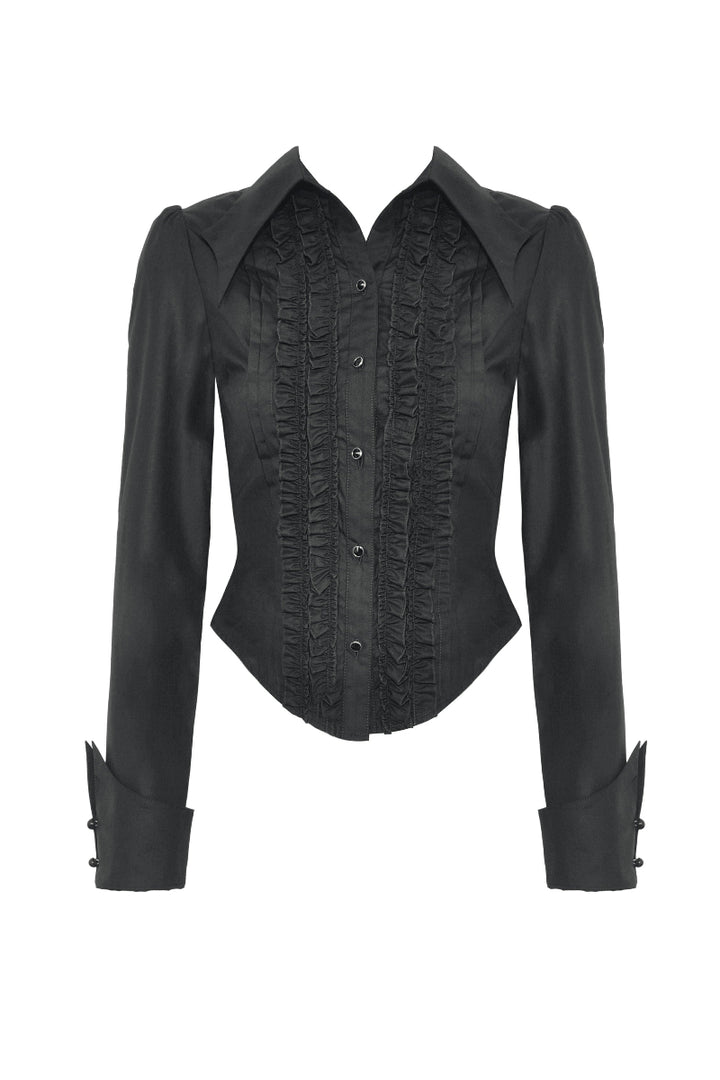 Lady Anabel Black Ruffled Blouse