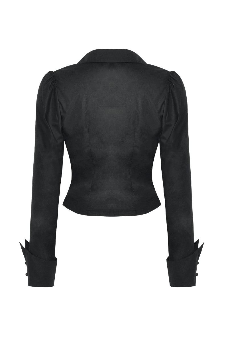 Lady Anabel Black Ruffled Blouse