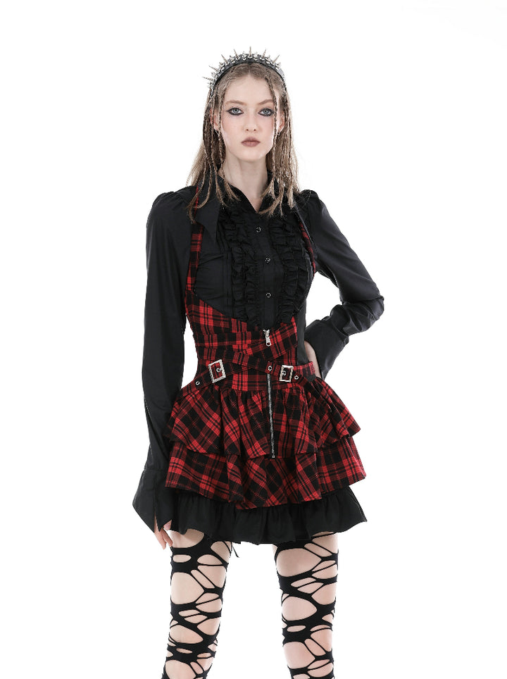 Lady Anabel Black Ruffled Blouse