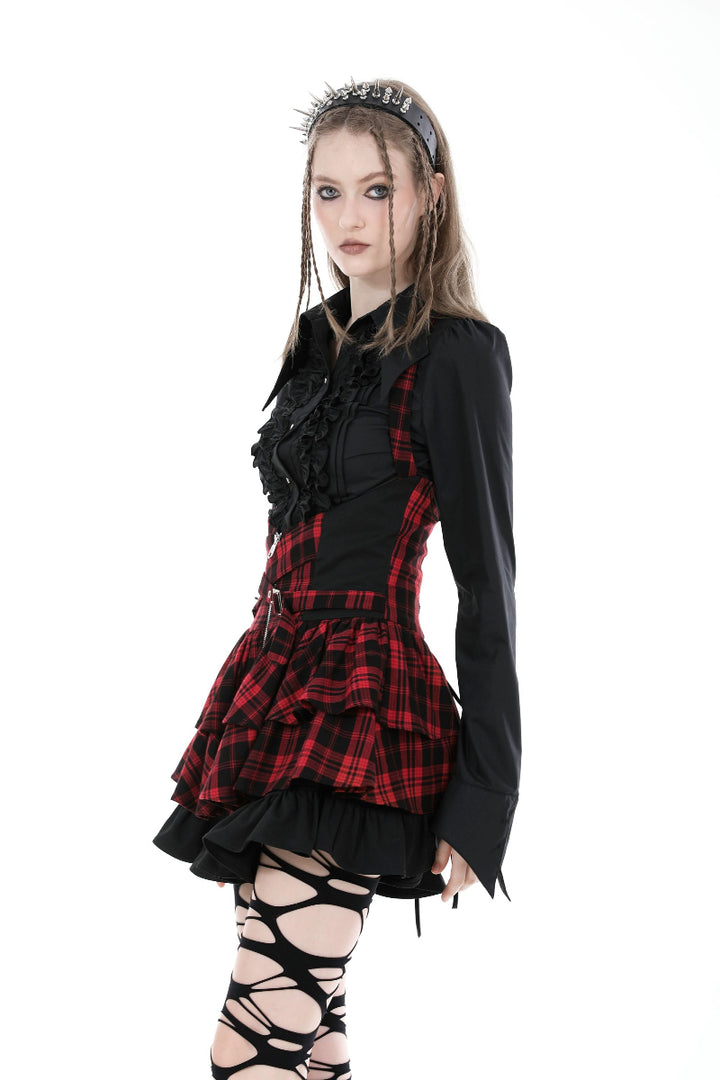 Lady Anabel Black Ruffled Blouse