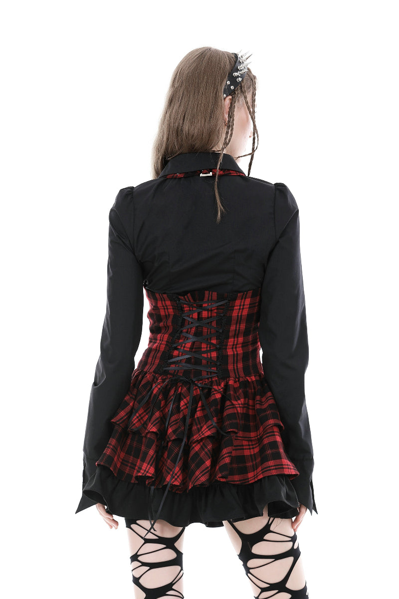 Lady Anabel Black Ruffled Blouse