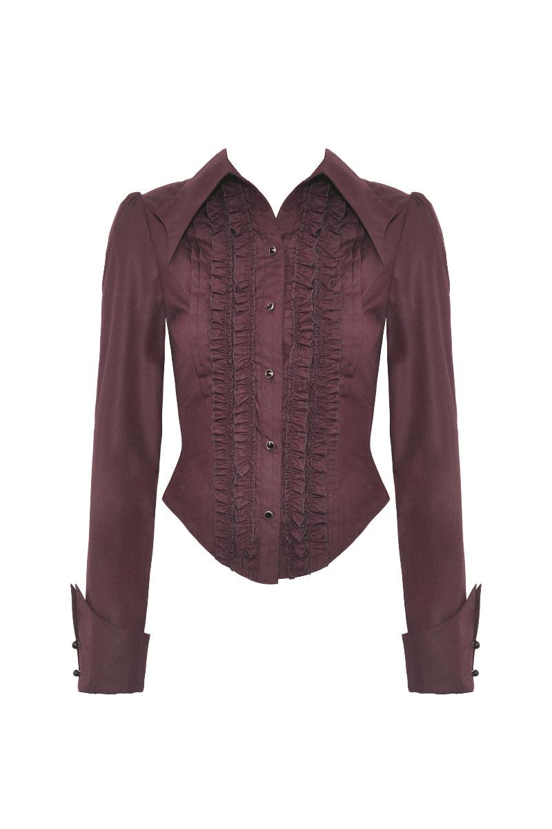Lady Anabel Red Ruffled Blouse