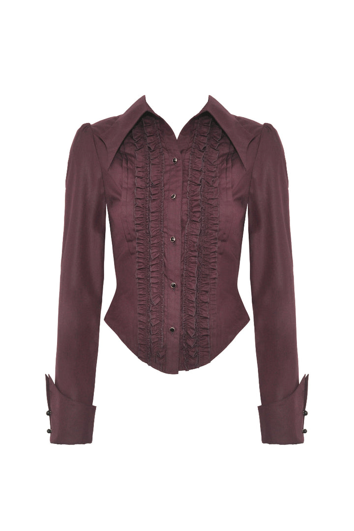 Lady Anabel Red Ruffled Blouse