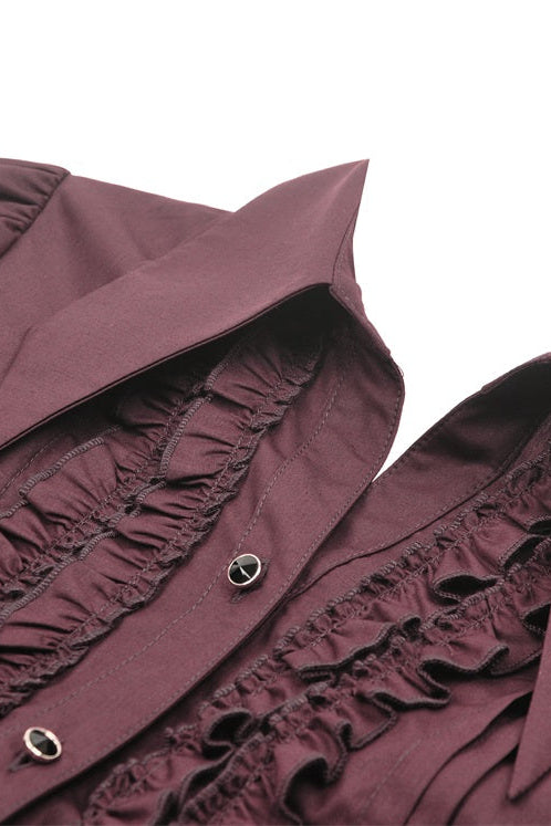 Lady Anabel Red Ruffled Blouse