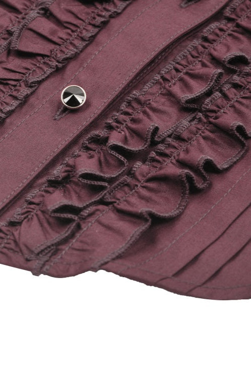Lady Anabel Red Ruffled Blouse