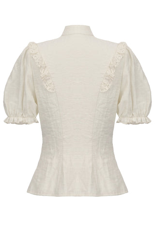 Miss Harlow’s Ruffle Blouse – Vintage Cream Puff Sleeve Steampunk Top