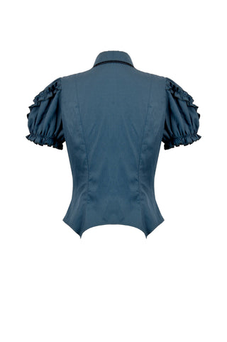 Victorian Teal Puff Sleeve Blouse