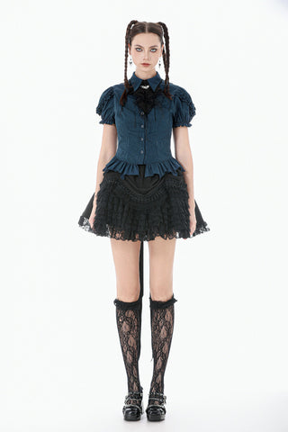 Victorian Teal Puff Sleeve Blouse