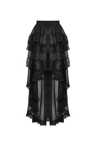 Black Chiffon High-Low Gothic Skirt