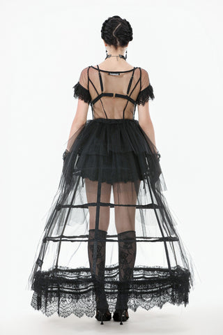 Black Cage Petticoat with Lace Trim