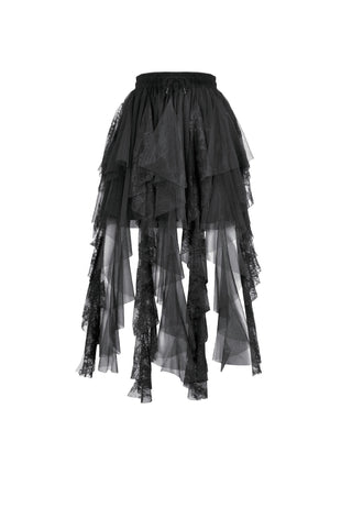 Vaelrik Sheer Lace High-Low Skirt