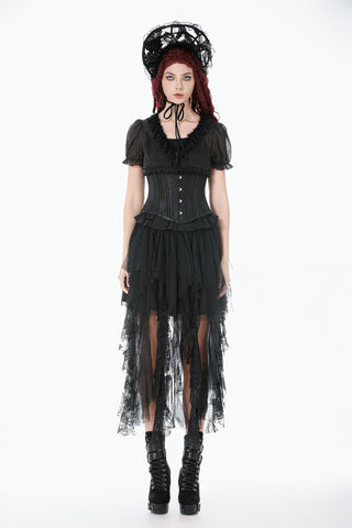 Vaelrik Sheer Lace High-Low Skirt