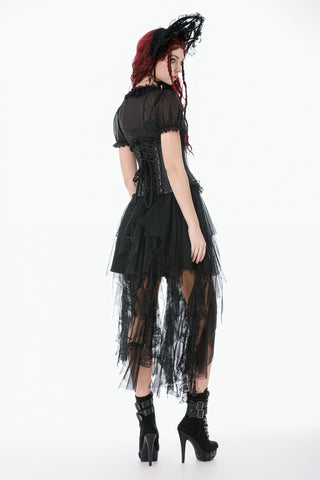 Vaelrik Sheer Lace High-Low Skirt