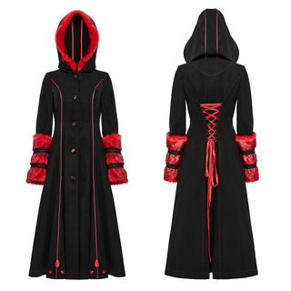 The Crimson Ice Queen - Gothic Red & Black Winter Coat
