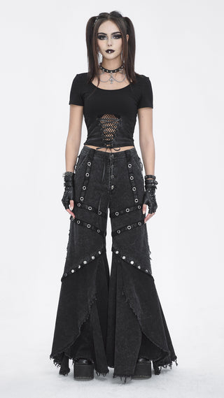 Skull Rivet Wide-Leg Trousers