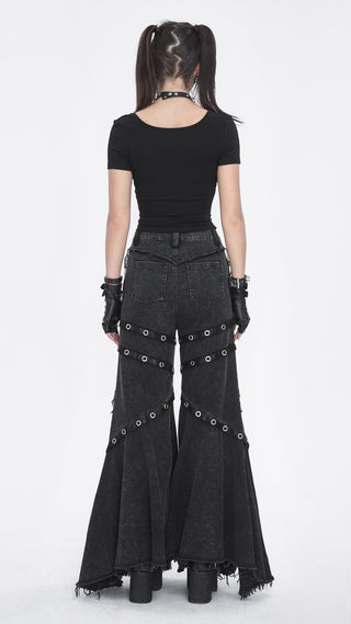 Skull Rivet Wide-Leg Trousers