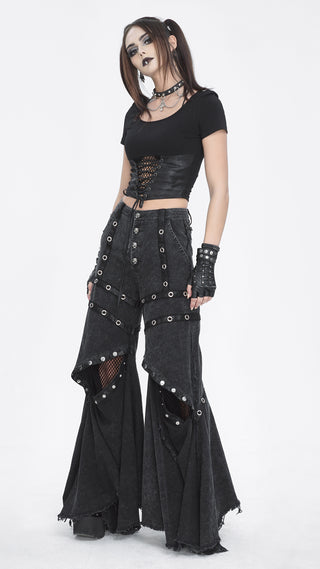 Skull Rivet Wide-Leg Trousers