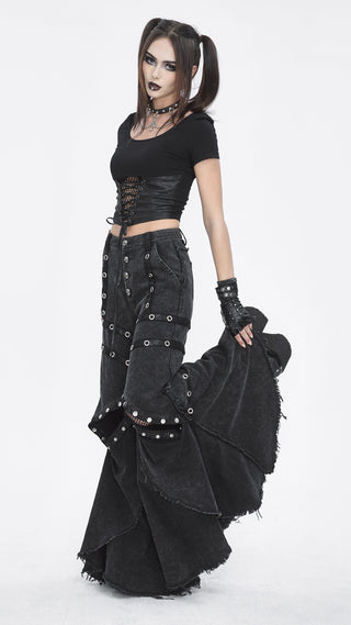 Skull Rivet Wide-Leg Trousers