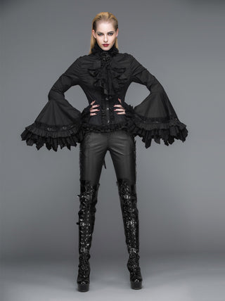 Belladonna Rhapsody - Victorian Jabot Blouse in Black